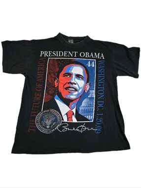President Obama GAZY T-Shirt Sz 2XL Washington 2009 Stamp Black Commemorative